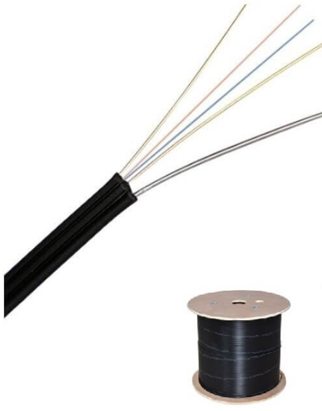 Glasvezelkabel single mode 4x9/125 zwart met staaldraad - haspel 1000m