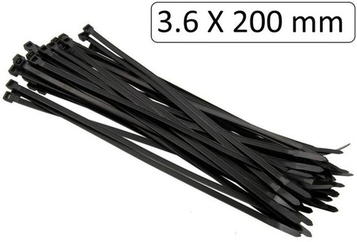 Tie wrap 20x3,6mm zwart UV-bestendig